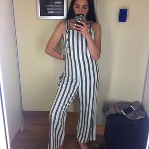 Green and White Pinstripe Overall/Jumpsuit